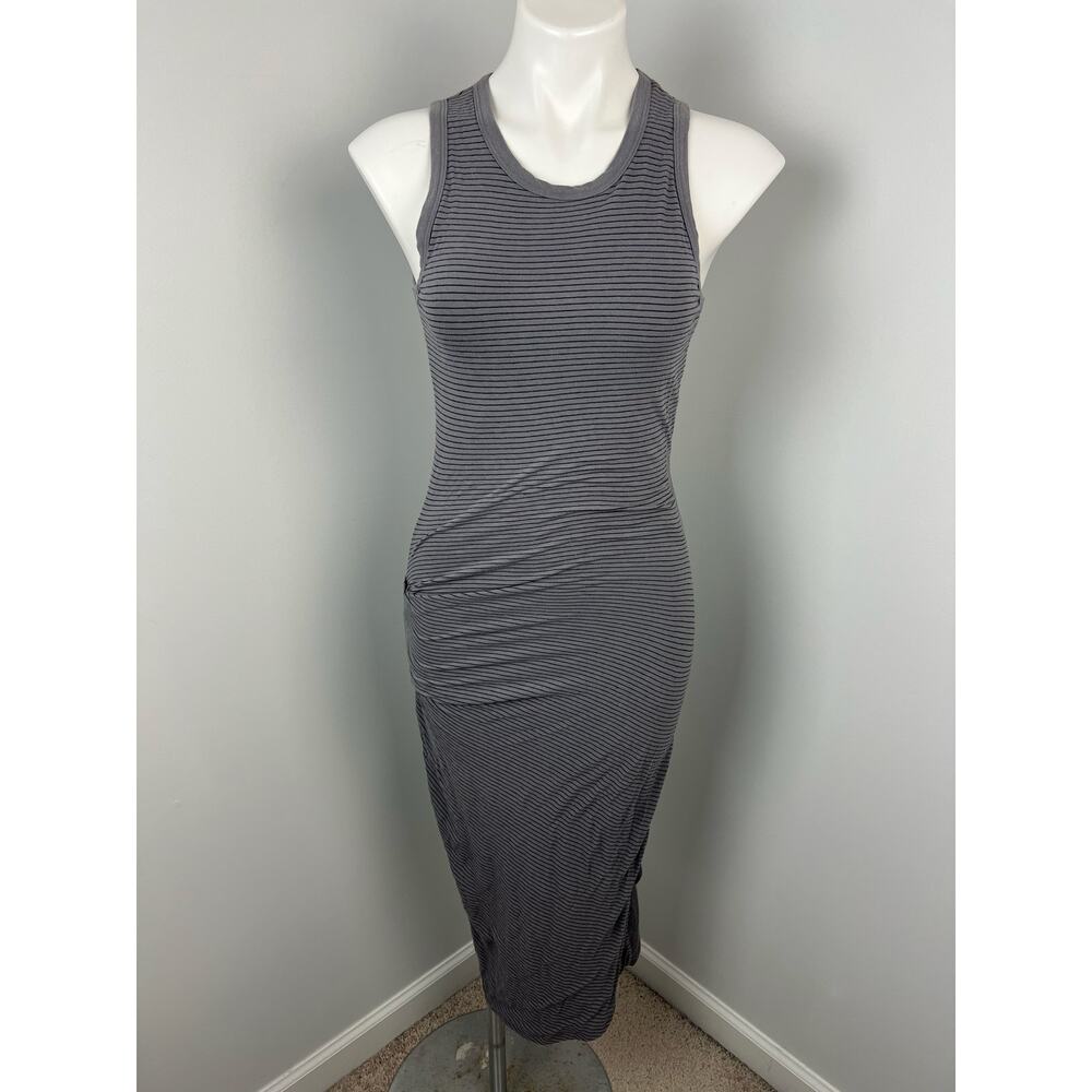 Standard James Perse Gray Black Striped Sleeveless Bodycon Dress 2/Medium
